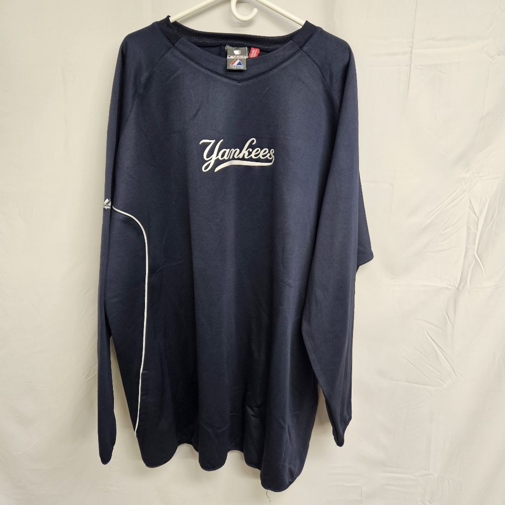 Vtg New York Yankees Sweater Mens 4XL Blue Majestic Pullover MLB Authentic